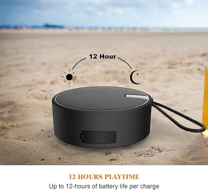 INSMY C12 IPX7 Waterproof Shower Bluetooth Speaker, Portable Small Speaker, Speakers Bluetooth Wireless Loud Clear Sound Support TF Card Suction Cup for Kayak Canoe Beach Gift (Black)-StrideForce Fitness