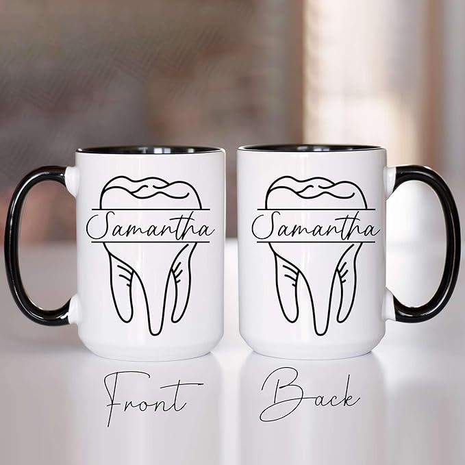 Personalized Dentist Dental Hygiene Mug - Dental Assistant Mug - Dental Nurse Orthodontics Graduation Gift - Dentist Custom Name 11Oz 15Oz - Dental Squad