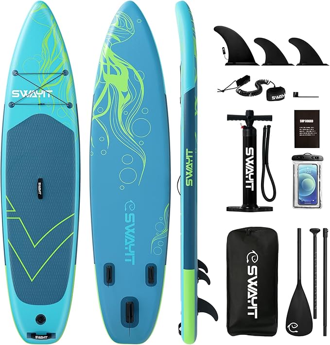 Inflatable Stand Up Paddle Board – Durable SUP for Adults & Youth,33" Wide Blow Up Paddle Board with Paddle, Pump, Backpack,Leash – All Around Stable for All Skill Levels, Carries up to 450 lbs-StrideForce Fitness