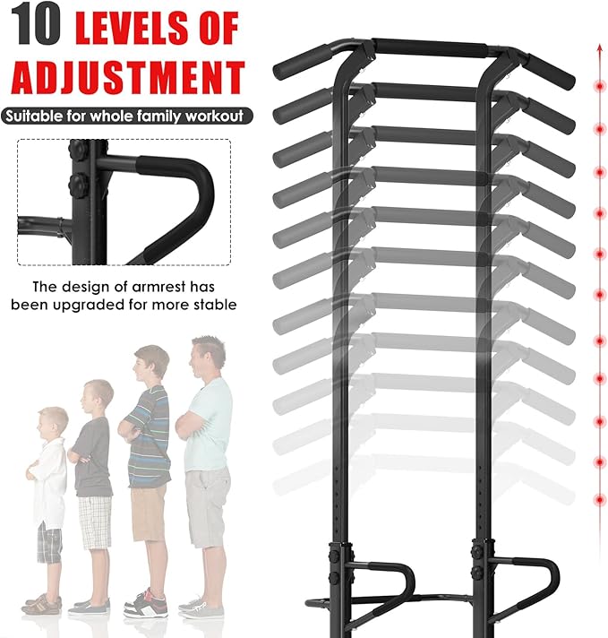 SogesHome Power Tower Adjustable Height Assistive Trainer Dip Station,Pull Up Bar and Dip Stand,Multi-Function Strength Training Fitness Workout Station for Home Gym Fitness Equipment-StrideForce Fitness