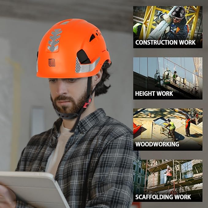 Safety Helmet Hard Hat, ANSI Z89.1 Approved Lightweight Vented Work Helmet, 6-Point Adjustable Ratchet Suspension Hardhat Ideal for Industrial and Construction-StrideForce Fitness