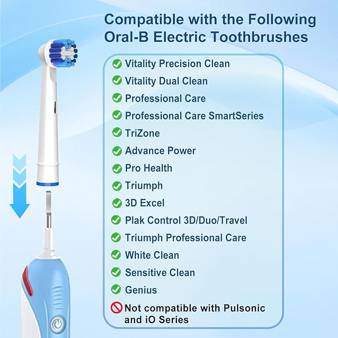 Replacement Brush Heads Compatible with Braun Oral-B, 20pcs Professional Electric Toothbrush Heads for Oral B Replacement Heads Refill Pro100/1000/1500/4000/5000/7000/8000/9600 Etc.