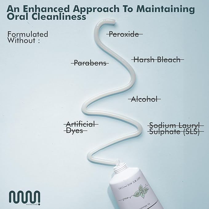 MasterMedi Nano Hydroxyapatite Toothpaste (Inspired by 10% nHA Formulas), Fluoride-Free, Whitening, Sensitive Teeth Care, Enamel Support, SLS Free, Xylitol, Magic Mint, 4 Oz (Pack of 3)