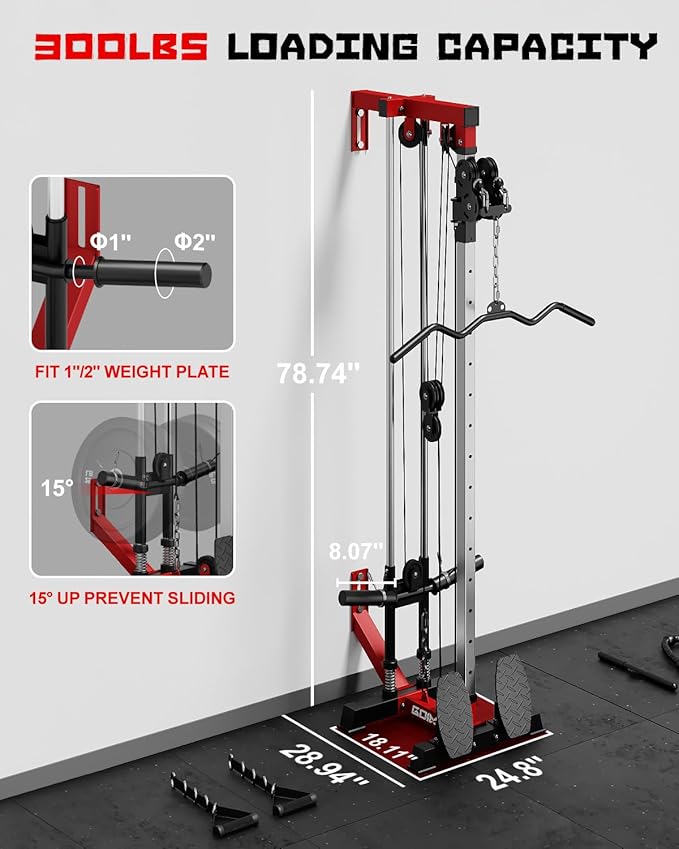 Wall Mount Cable Station, WM1 Cable Crossover Machine with 17 Positions, High and Low Cable Crossover Machine with Removable Footplate for Garage Home Gym-StrideForce Fitness