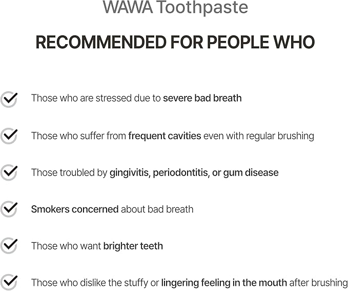 ROROBELL Wawa Toothpaste Made for My Boyfriend's Bad Breath, Sensitive Teeth, Improvement of Gum Problems/Peppermint Flavor/Made with Wasabi I 3.53 fl.oz (Pack of 5)