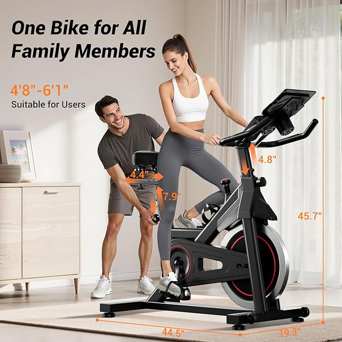 CURSOR FITNESS Exercise Bike, Stationary Bikes for Home, 300 LBS Capacity, Workout Bike with Silent Belt Drive, Indoor Cycling Bike with Extra Comfort Seat/IPad Mount/3 Bottle Holders-StrideForce Fitness