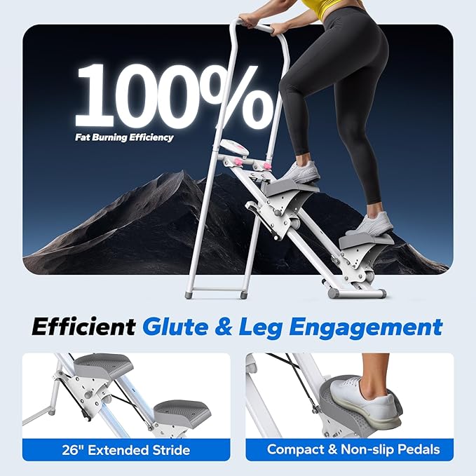 MERACH Stair Stepper for Home Gym Exercise, New Version Stairmaster for Full-Body Workout, Compact Folding Stair Climber with Extended Step Range, Adjustable Handlebar/Pedal-StrideForce Fitness