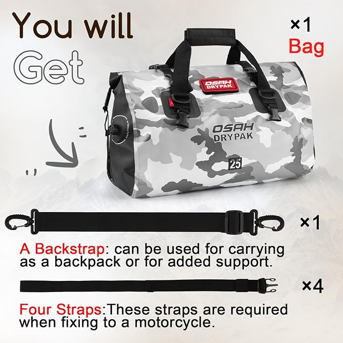 Waterproof Duffel Bag - Motorcycle Dry Bag Tail Bag with Large Storage Space, Waterproof Luggage Duffle Bags with Outer Mesh Zipper Pocket for Camping, Kayaking, Fishing & Traveling-StrideForce Fitness