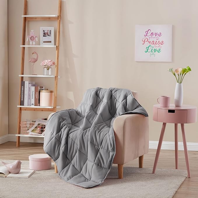 L'AGRATY Weighted Blanket - 36"x48" 5lbs Cooling Breathable Heavy Blanket Microfiber Material with Glass Beads All-Season Summer Fall Winter Soft Thick Comfort-StrideForce Fitness