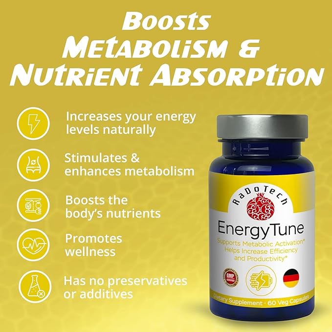 EnergyTune Energy Supplements, Increases Nutrient Absorption and Promotes Overall Health and Immune Support - Non-GMO, Gluten Free, Vegetarian - Veg Capsules (60 Count (Pack of 3))-StrideForce Fitness