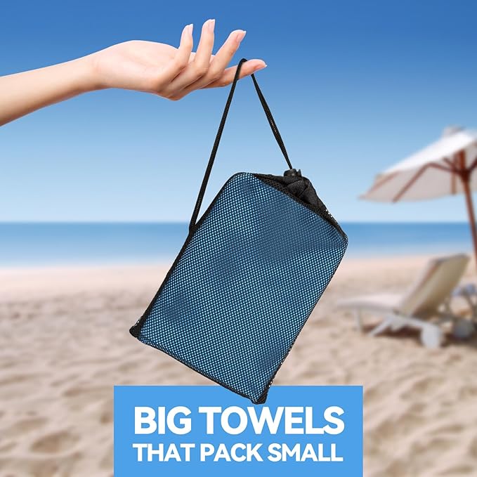 Microfiber Beach Towel Perfect for Travel, Sports, Camping, Swimming, Yoga, Gym-Quick Dry, Sand Free, Compact, Lightweight, Absorbent(Blue,X-Large(200x90cm, 78x35”))