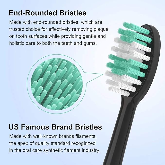 Replacement Toothbrush Heads 10 Pack for AquaSonic Black Series for Vibe Series Black Series pro, and for Duo Series pro Electric Toothbrush,Balck
