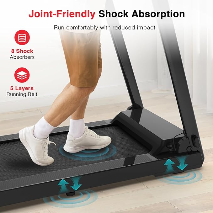 Redliro Treadmill for Seniors with Long Handrails - Recovery Machine for Walking 300 lbs Weight Capacity - Walking Treadmill Elderly with Desk & Cup Holder (Glossy Black)-StrideForce Fitness