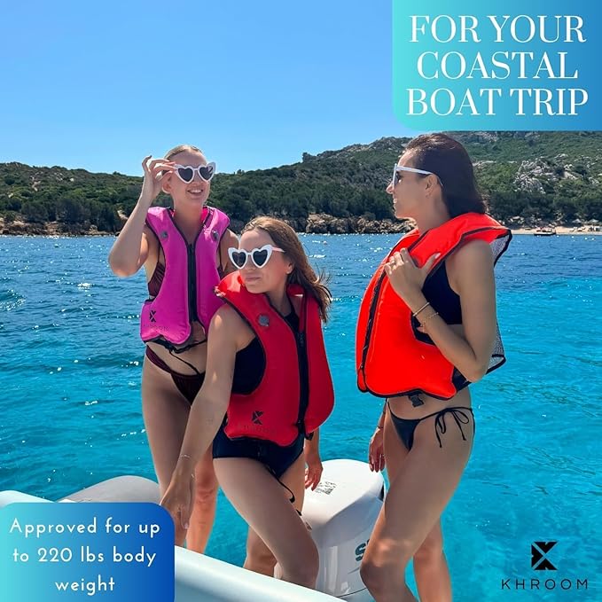 Khroom Inflatable Snorkel Vest for Adults and Teenagers | 60"-75" Height | 90-220 lbs | V2 2025 Model | Buoyancy Jacket for Snorkeling and SUP - Snorkel Vest, Buoyancy Aid-StrideForce Fitness