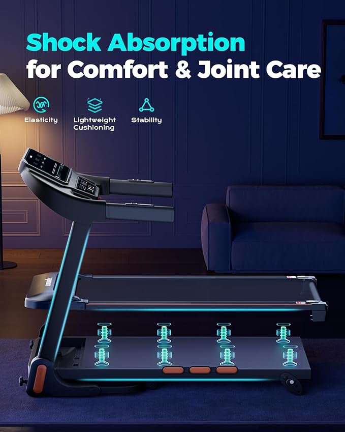 Treadmill for Home, 3.0HP Folding Treadmill with Incline, 300 lbs Capacity, Bluetooth & Heart Rate Sensor, Space-Saving Design-StrideForce Fitness