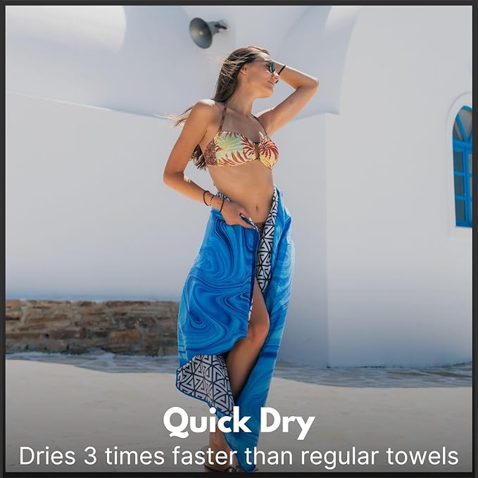 ECCOSOPHY Microfiber Beach Towel - Sand Free Towels are Quick Dry, Light Weight, Super Absorbent - Perfect Pool, Travel, Cruise, Camping Essentials - Oversized Extra Large for Adults 71x35 in-StrideForce Fitness