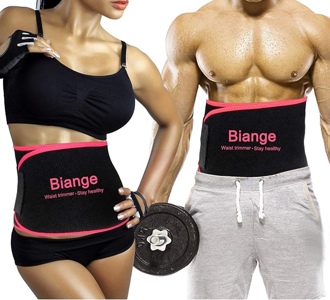 Biange Waist Trainer for Women Men Sweat Belt Waist Trimmer Belly Band Stomach Wraps-StrideForce Fitness