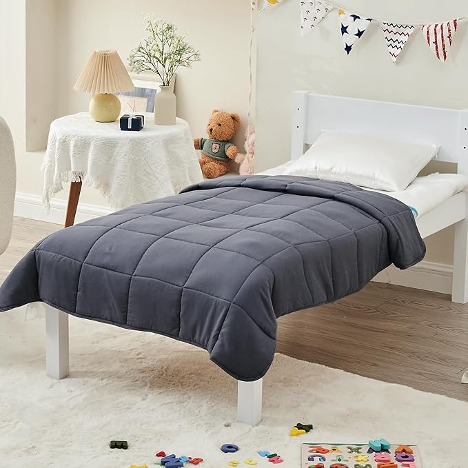 yescool Weighted Blanket (3 lbs, 36" x 48", Grey) Cooling Heavy Blanket for Sleeping Perfect for 20-40 lbs, Breathable Blanket with Premium Glass Bead, Machine Washable-StrideForce Fitness