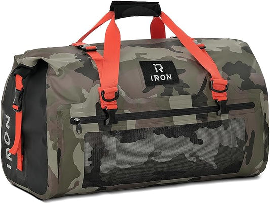 BORLENI Waterproof Motorcycle Dry Duffel Bag Luggage Tail Bag with Large Storage Space,Roll Top Closure, Shoulder Straps, Inner Pocket and Mesh Pocket for Motorcycling Travel Camping(Camouflage,70L)-StrideForce Fitness