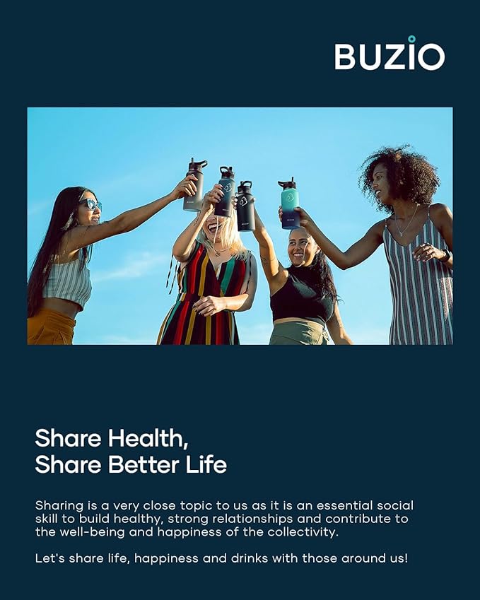 BUZIO 32 oz Water Bottle Insulated with Straw & 3 lid and Carrying Pouch, Leak Proof Anti-Slip Stainless Steel Water Flask Jug, Cold for 48 Hrs Double Vacuum Thermo Canteen, Pearlescent Red Black-StrideForce Fitness