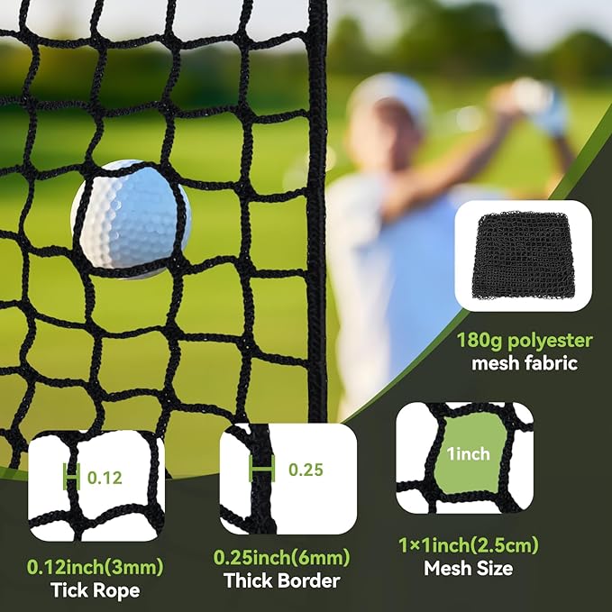 Golf Net, Golf Practice Net, for Backyard 10/15/20/25/30/40/50ft Indoor Nylon Netting-StrideForce Fitness