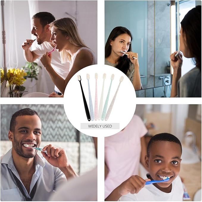 6pcs Adult Soft Bristle Toothbrushes Small Head Ergonomic Anti-Slip Handle Deep Cleaning for Sensitive Gums Green Blue Pink Beige Black White