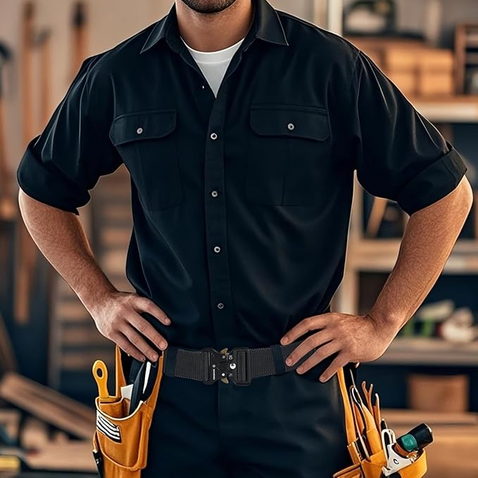 KingMoore Men's Tactical Belt Heavy Duty Webbing Belt Adjustable Military Style Nylon Belts with Metal Buckle-StrideForce Fitness