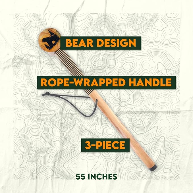 SE 3 Piece 55" Detachable Pine Wood Walking/Hiking Stick with Metal Tip, Reinforced Rubber Tip, and Water-Resistant Travel Pouch - Portable and Durable for Outdoor Adventures-StrideForce Fitness