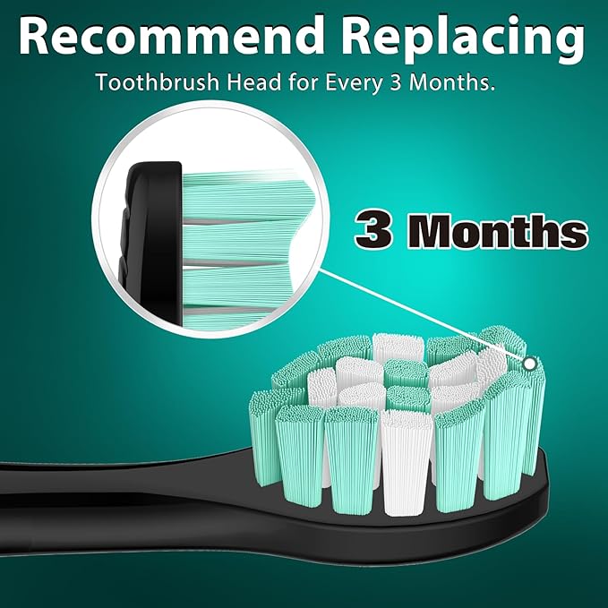 Toothbrush Heads for Philips Sonicare Replacement Heads, C2 Brush Head Compatible with Phillips Sonicare Click-on 4100 5100 6100 Electric Toothbrush, 4 Pack, Black