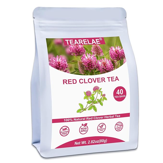 TEARELAE - Red Clover Tea Bags, 40 Count - Premium Natural Red Clover Herb - Caffeine-free Herbal Tea - Non-GMO - Support Skin Health-StrideForce Fitness