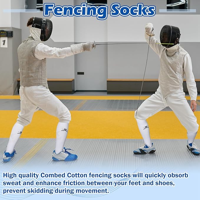 5 Pairs Fencing Socks for Epee Sabre and Foil White Cotton Knee High Socks Comfortable Support Athletic Stockings for Men Youth-StrideForce Fitness