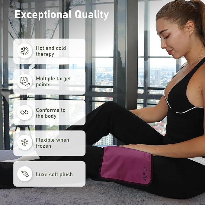 Medium Flexible Gel Ice Packs Reusable - Hot and Cold Soft Ice Packs for Injuries Reusable for Ankle, Arm, Foot, Leg, Back Pain Relief - 8" x 12" - 2PK - Purple-StrideForce Fitness