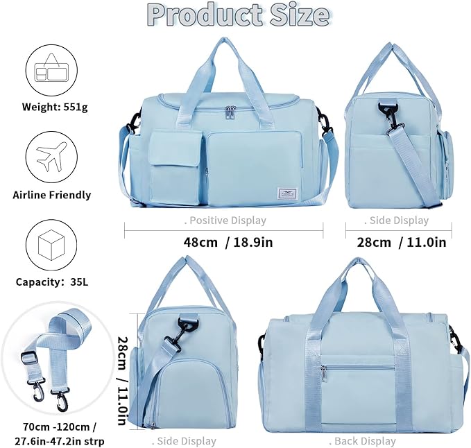 FIORETTO Women's Gym Duffle Bag with Shoes Compartment, 37L Capacity, Ideal for Travel, Gym, Sports, Duffel, Weekender-StrideForce Fitness