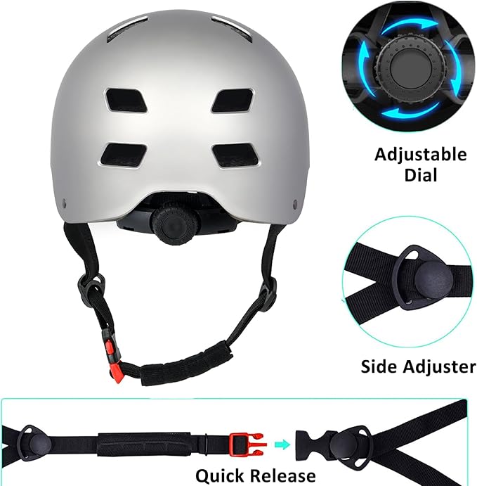 Bike Helmet 3 Sizes for Teenager Kids Youth Adults,Bavilk Skateboard Helmet Adjustable Multi-Sport Bicycle Cycling Scooter Roller Skate Inline Skating Rollerblading for Girls Boys Women Men Teen-StrideForce Fitness