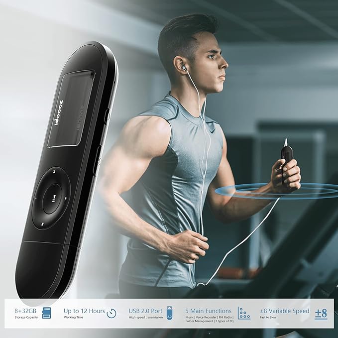 Mp3 Player, USB Mp3 Player with FM Radio, idoooz U2 8GB Music Player Expandable UP to 32 GB, USB Stick Mp3 Player for Running, Recording, Gym, Jogging, Sports, Lossless Sound Quality-StrideForce Fitness