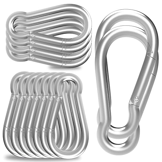 20PCS M10 Spring Snap Hook Carabiner, Heavy Duty 4'' Galvanized Steel Carabiner Clip, 770LBS Holding Capacity Spring Clips for Hammock Swing Outdoor Travel-StrideForce Fitness