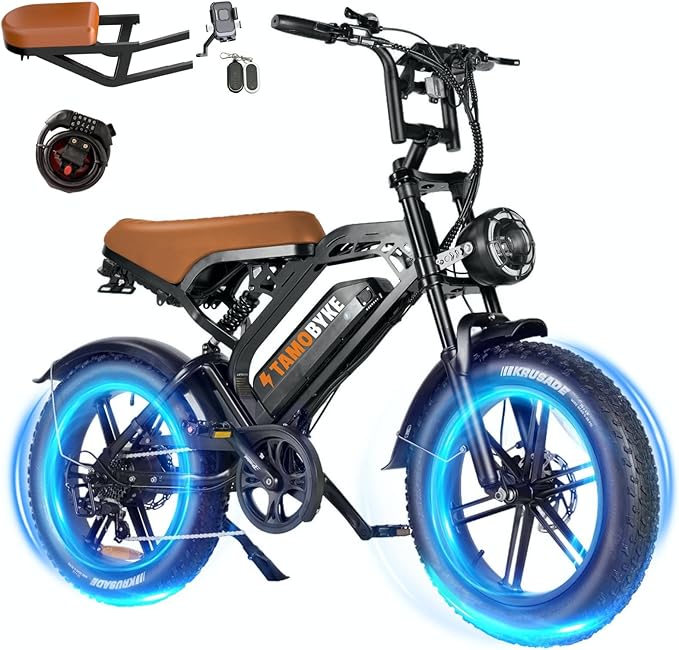 V20 4.0 Electric Bike for Adults,28/30Mph Max Speed,48V15.6Ah Battery,25-68 Miles Max Range, Dual Hydraulic Brakes Ebike,Turning Light, Electric Bike for Commute/Offroad/Rain/Snow Riding.-StrideForce Fitness