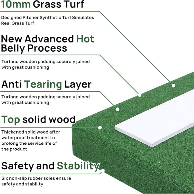 4" Portable Pitching Mound with Regulation Pitching Mound-30x30x4in Pitching Mounds for Baseball-Pitching Mounds Ideal for Youth Baseball Training, Indoor and Outdoor Use-StrideForce Fitness