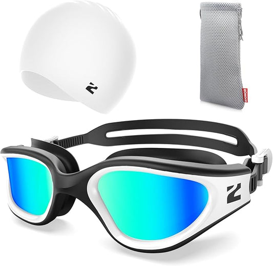 ZIONOR G1 Lite Swim Goggles with Swim Cap Comfortable Anti-fog Swimming Goggles Cap Set for Adult Men Women-StrideForce Fitness