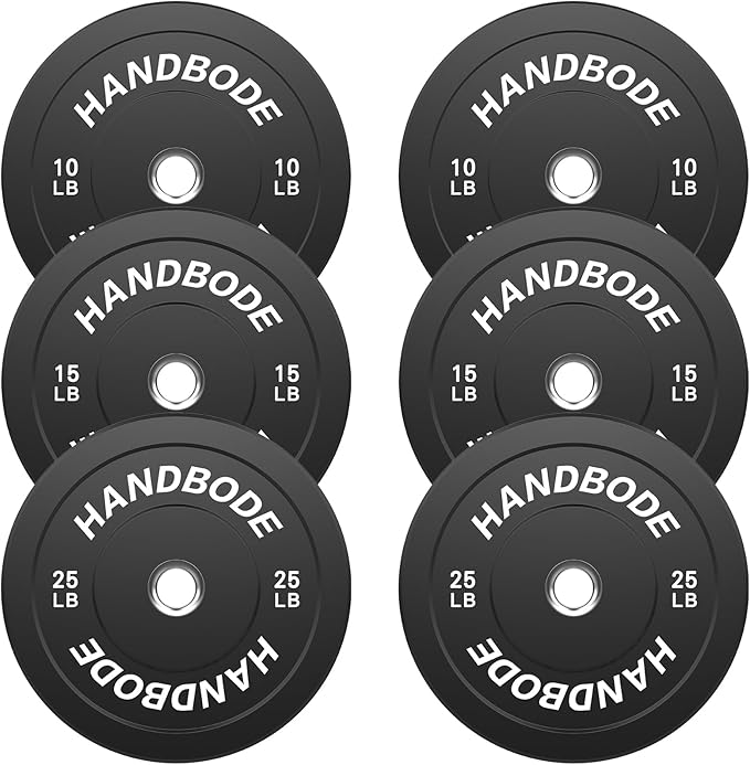 Colored Bumper Weight Plates Olympic Weight Plate Set 2-Inch, 10/15/20/25/35/45/55 lb Barbell Weight Plates Set for Home Gym, Rubber Strength Training Weights Plates for Weight Lifting-StrideForce Fitness