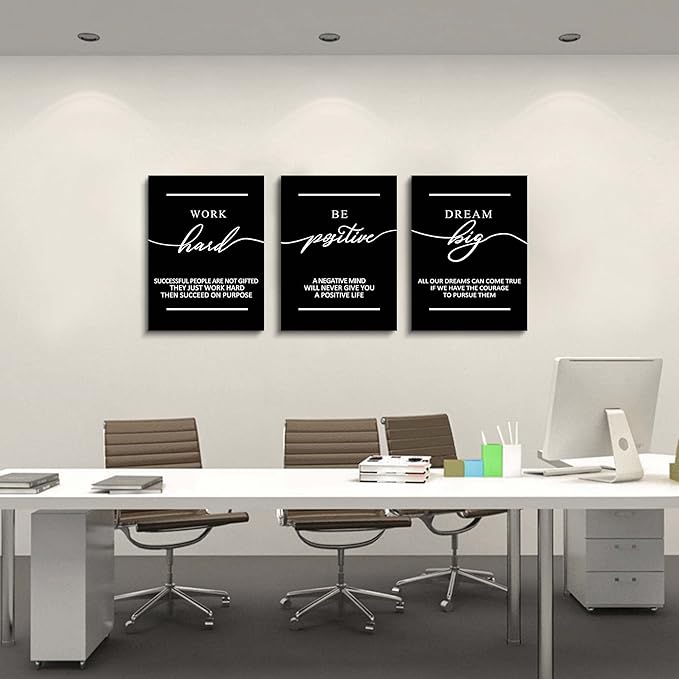 Motivational Wall Art - Inspirational Canvas Poster Prints Black Quotes Paintings Picture Entrepreneur Positive Quotes Office Wall Decor Decoration for Living Room Bedroom Framed-StrideForce Fitness