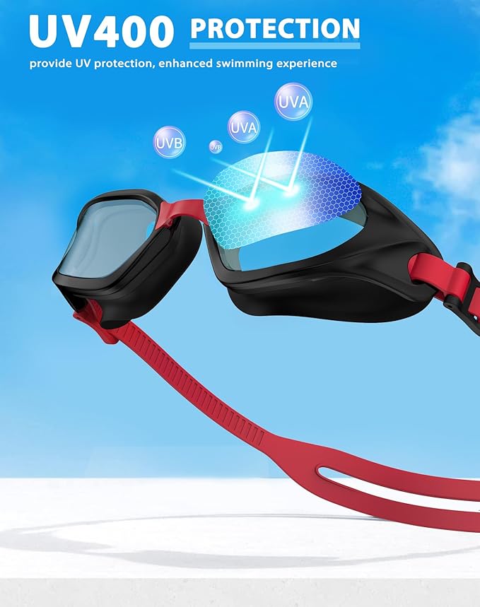 Swim Goggles, Unisex Adult Swimming Goggles Anti Fog Anti UV No Leakage Wide View for Men Women Youth-StrideForce Fitness