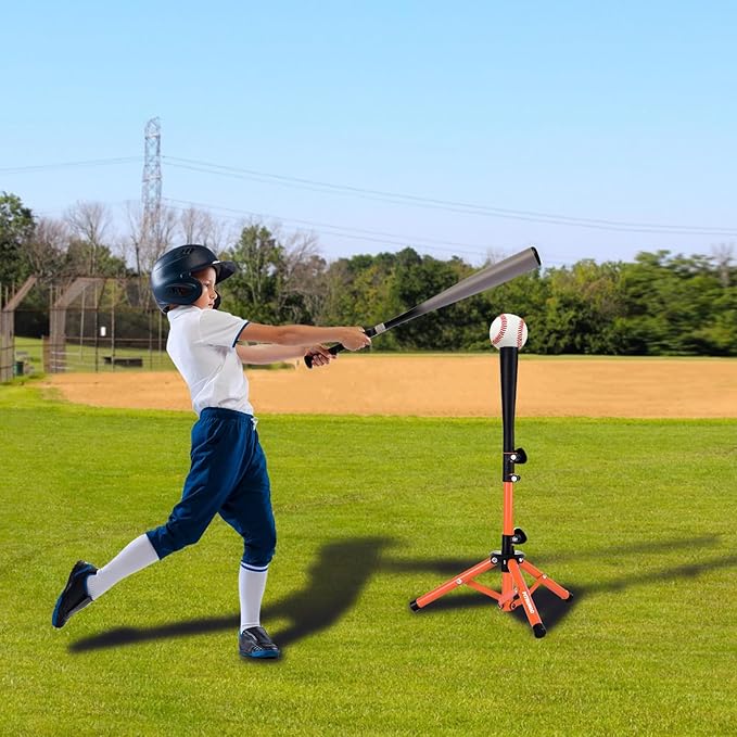 Baseball Softball Tee for Kids Toddles 3-10 Years Batting Hitting Tee T Ball Set Stand for Baseball Trainer Easy Adjustable Height 20.5''-29.5''Portable w/Carry Bag for Indoor Outdoor-StrideForce Fitness