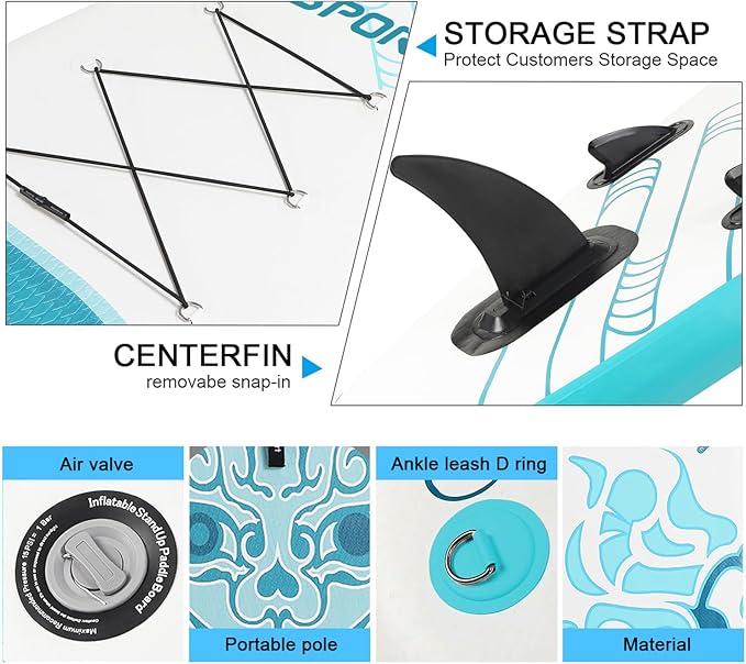 FBSPORT 11' Premium Stand Up Paddle Board, Yoga Board with Durable SUP Accessories & Carry Bag | Wide Stance, Surf Control, Non-Slip Deck, Leash, Paddle and Pump for Youth & Adult-StrideForce Fitness