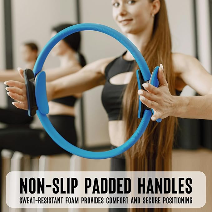 Pilates Ring Fitness Circle 14" Yoga Rings Magic Circle with Dual Padded Handles for Toning Arms, Thighs/Legs & Core，Home Exercise Equipment ﻿-StrideForce Fitness