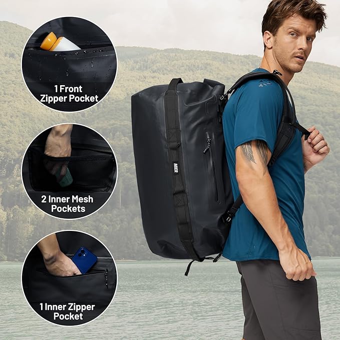 MIER Large Waterproof Duffel Bag Rolltop Dry Backpack Duffle Bags for Kayaking, Rafting, Boating, Swimming, Camping, Travel, Gym, Beach, 60L/80L-StrideForce Fitness