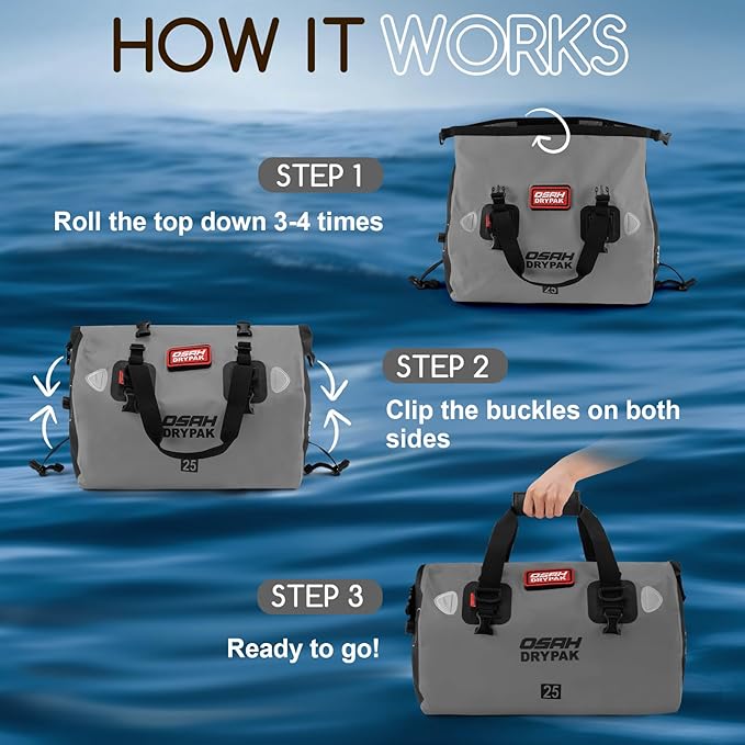 Waterproof Duffel Bag - Motorcycle Dry Bag Tail Bag with Large Storage Space, Waterproof Luggage Duffle Bags with Outer Mesh Zipper Pocket for Camping, Kayaking, Fishing & Traveling-StrideForce Fitness