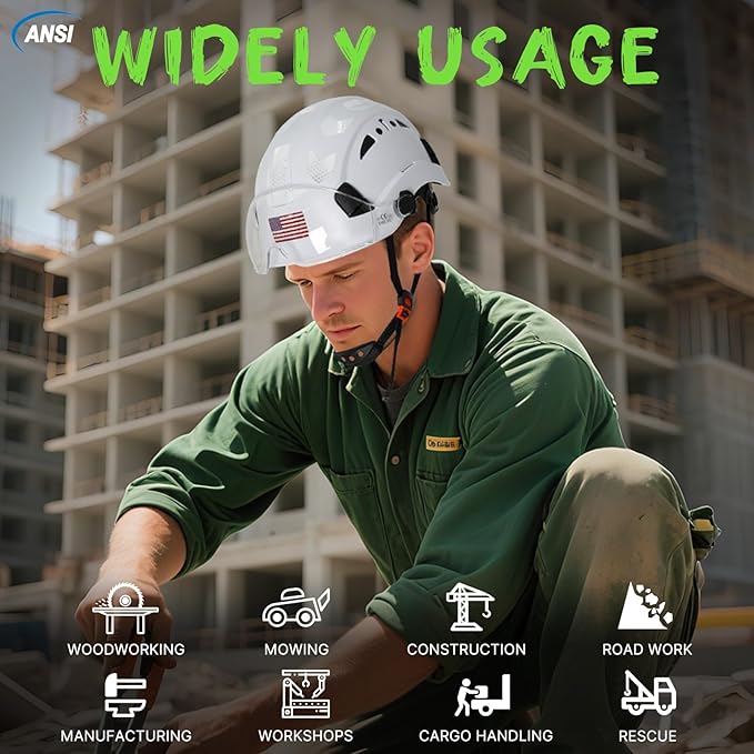 AOLAMEGS Construction Safety Hard Hat - ANSI Z89.1 Type Ι OSHA Approved Safety Helmets with Chin Straps Lightweight Reflective Vented ABS Hard Hats For Men Women Industrial Workwear 6-point Suspension-StrideForce Fitness