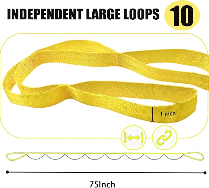 Stretching Strap Yoga Strap with Loops, Stretch Straps for Physical Therapy, Non-Elastic Exercise Strap for Pilates, Dance and Gymnastics with Workout Guide-StrideForce Fitness