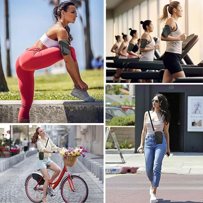 Armband Cell Phone Holder for Running,Crossbody Shoulder Holsters Bag with Arm Band for Women Men Kids,iPhone 15 14 13 12 11 Pro Max Xs Xr 8 7 6S 6 Plus SE Mini Galaxy Workout Walking Gym Arm Bags-StrideForce Fitness